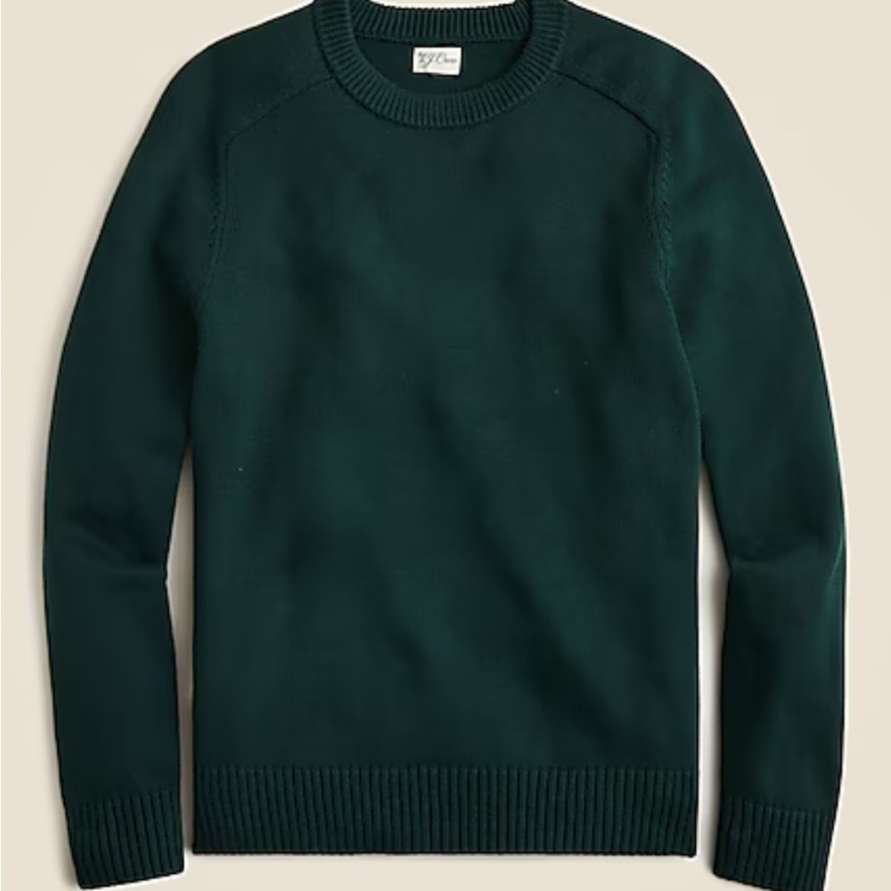 J. Crew Men's Heritage Cotton Crewneck Sweater in Dark Green